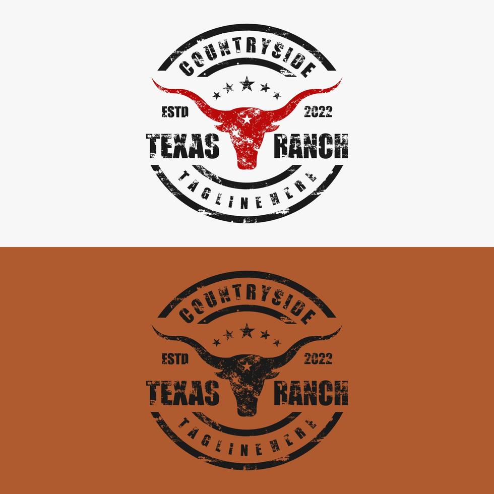 insignia del logotipo del campo del rancho de texas vintage vector