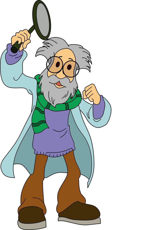 vector image of cartoon old professor