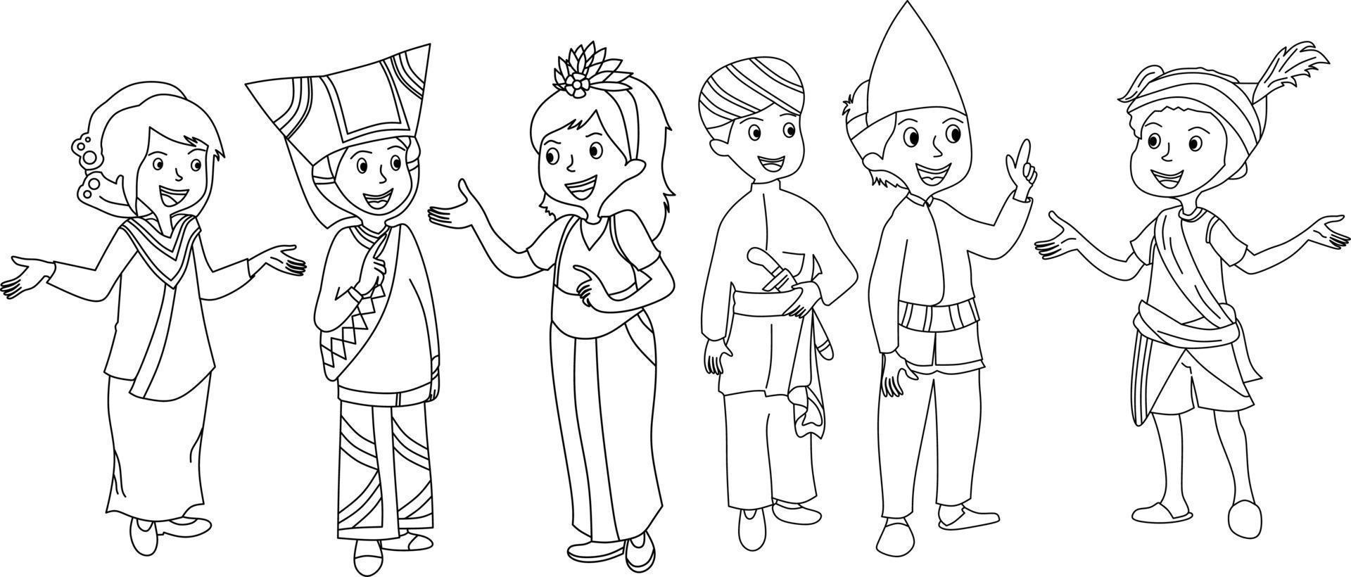 vector image of a character wearing Indonesian traditional clothes.