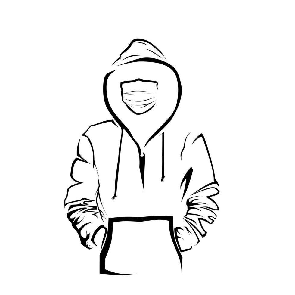 vector of people wearing sweaters and masks.