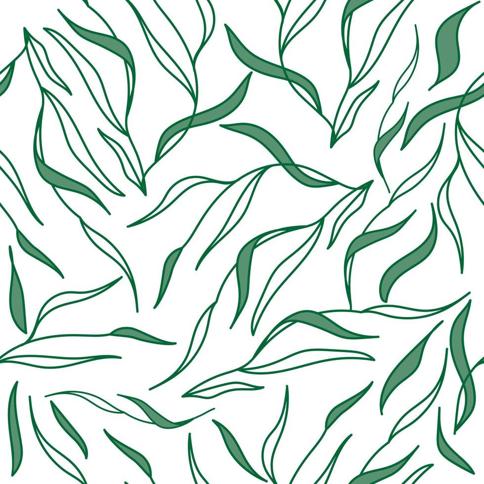 Seamless pattern with wavy leaves. vector