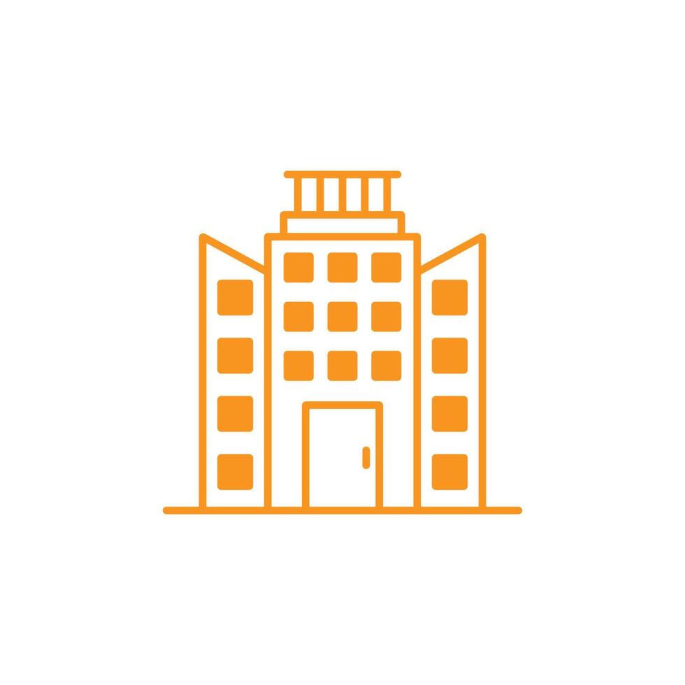 eps10 orange vector office or Townhall building icon isolated on white background. Apartment or Architecture symbol in a simple flat trendy modern style for your website design, logo, and mobile app