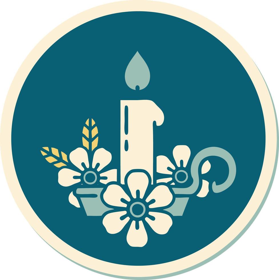 sticker of tattoo in traditional style of a candle holder vector