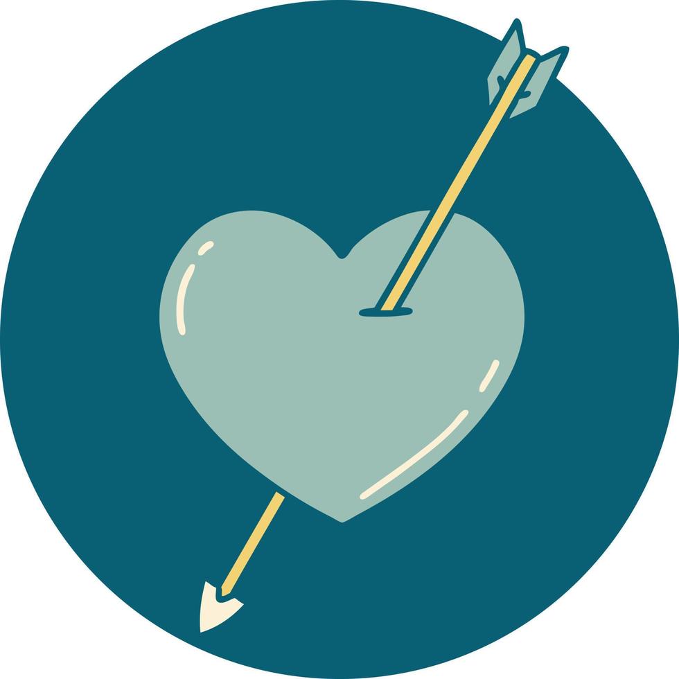imagen icónica de estilo tatuaje de una flecha y un corazón vector