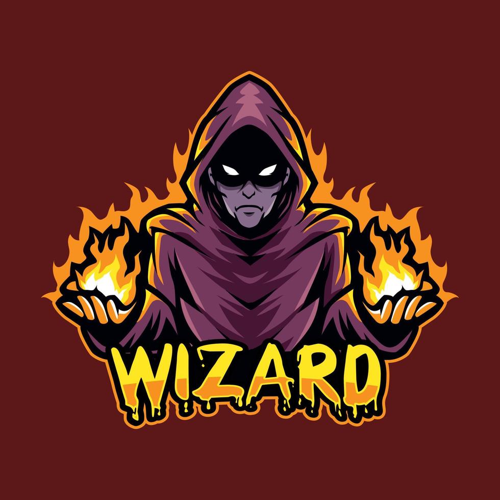 wizard  mascot gaming logo illustration vector