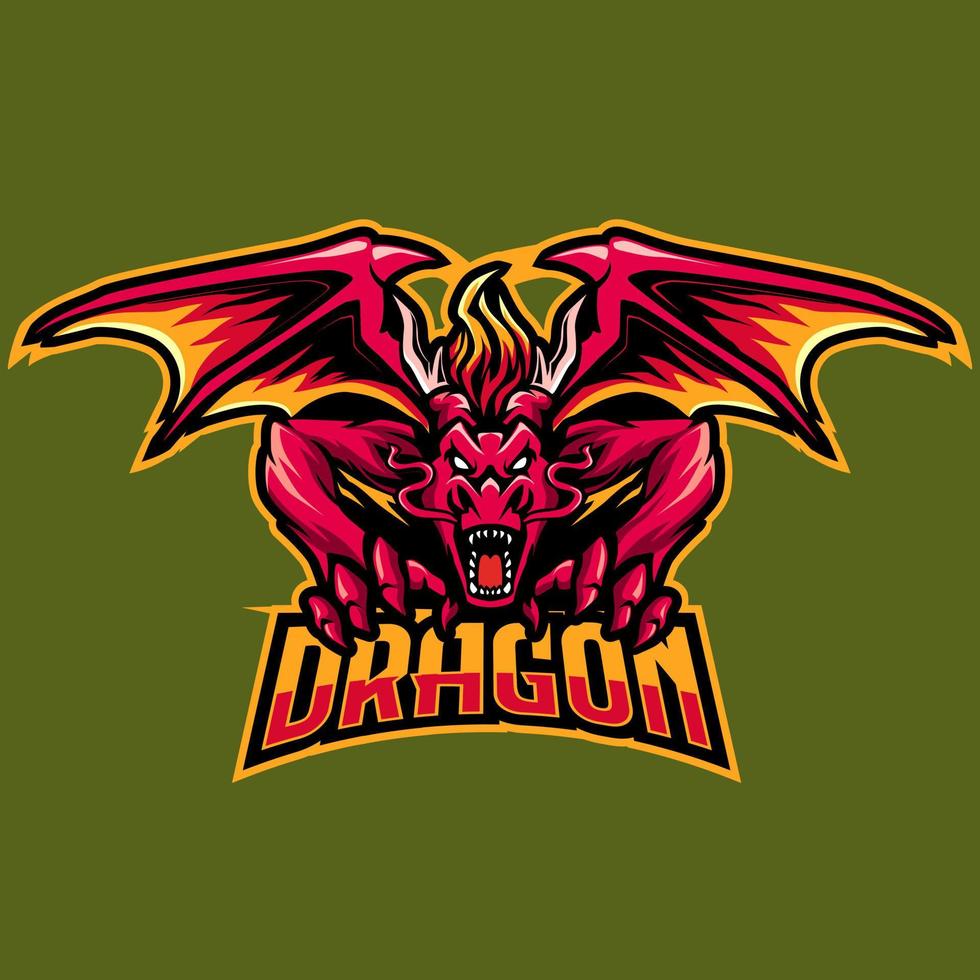 dragon mascot gaming logo illustration vector