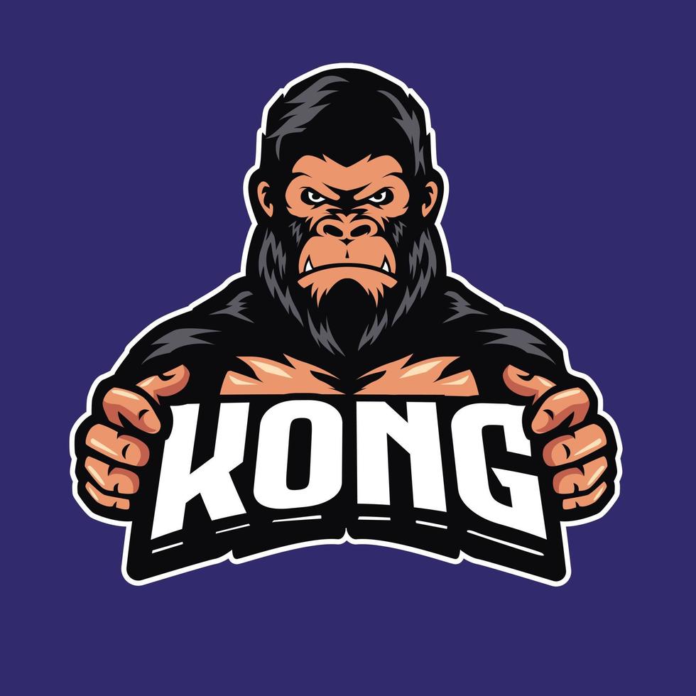 gorilla head mascot gaming logo illustration vector