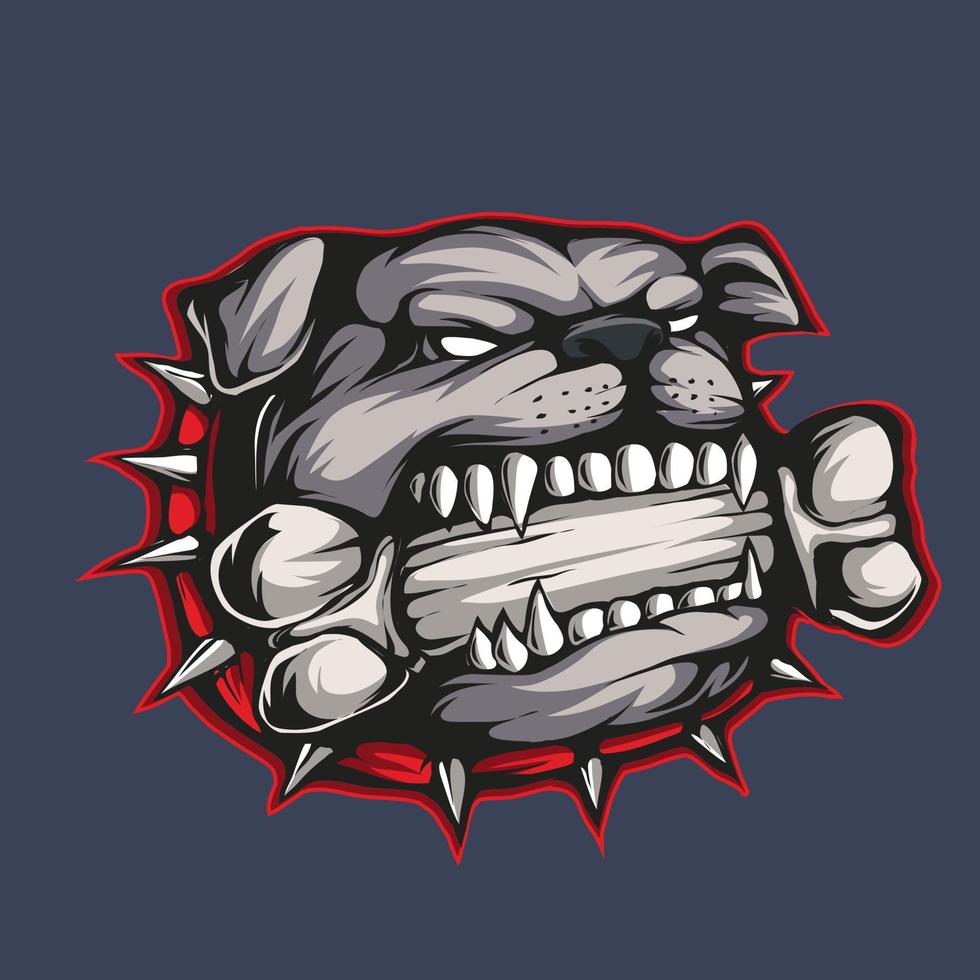 dog eat bone mascot gaming logo illustration vector