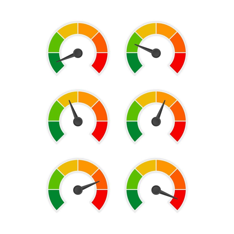 speedometer 6 different position icon vector for graphic design, logo, website, social media, mobile app, UI