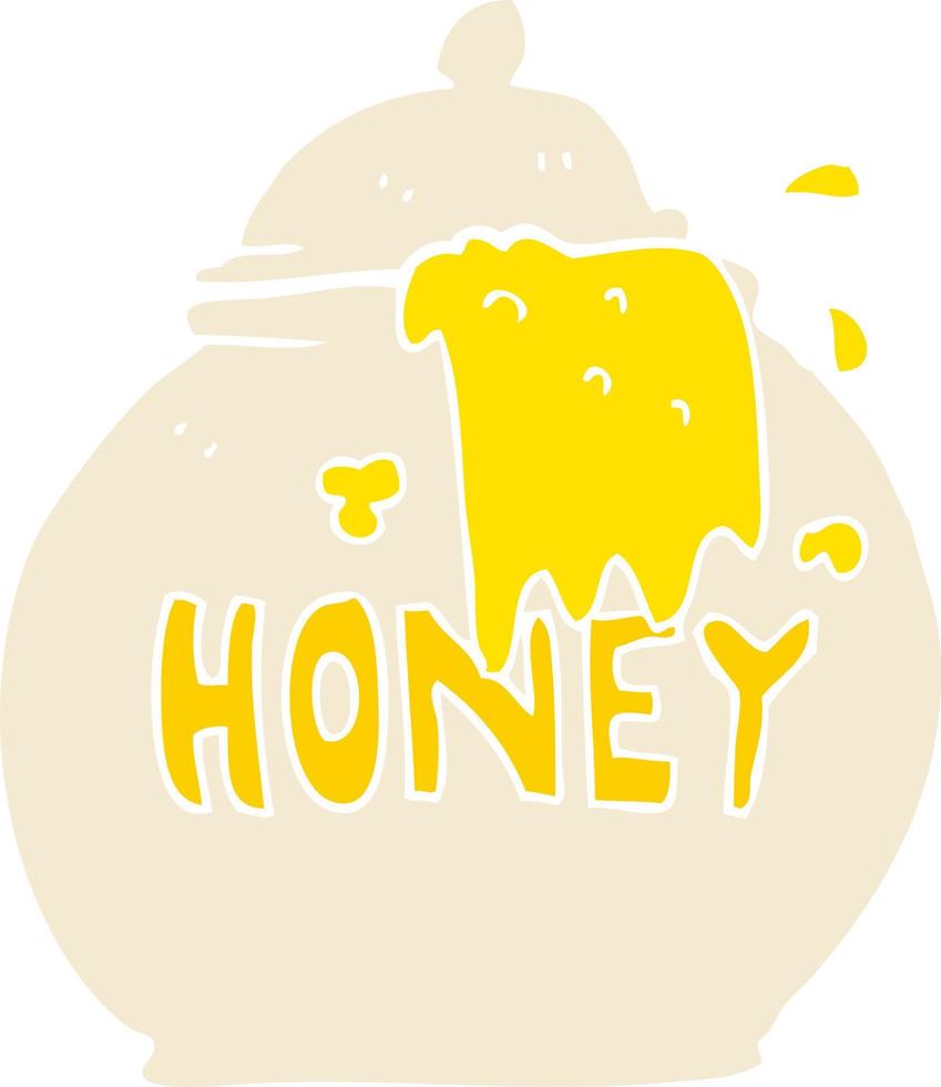 flat color illustration of honey pot vector