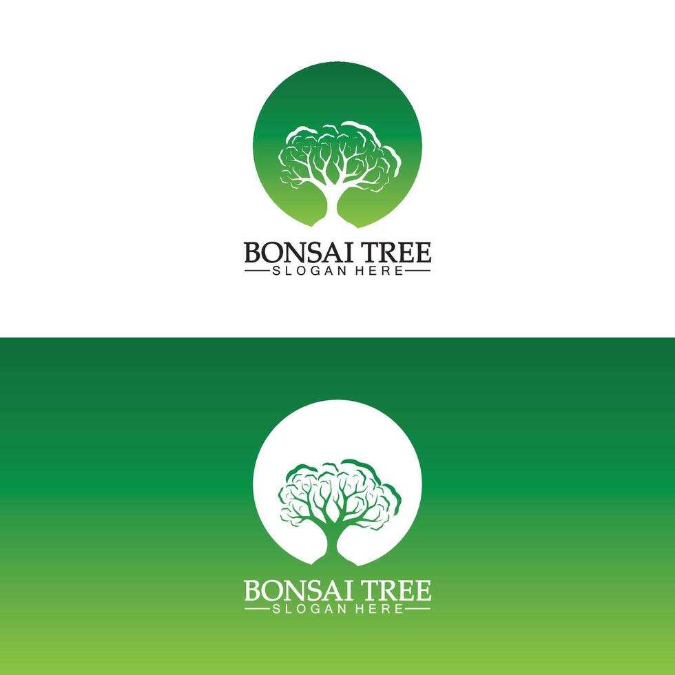 Bonsai logo design silhouette icon vector