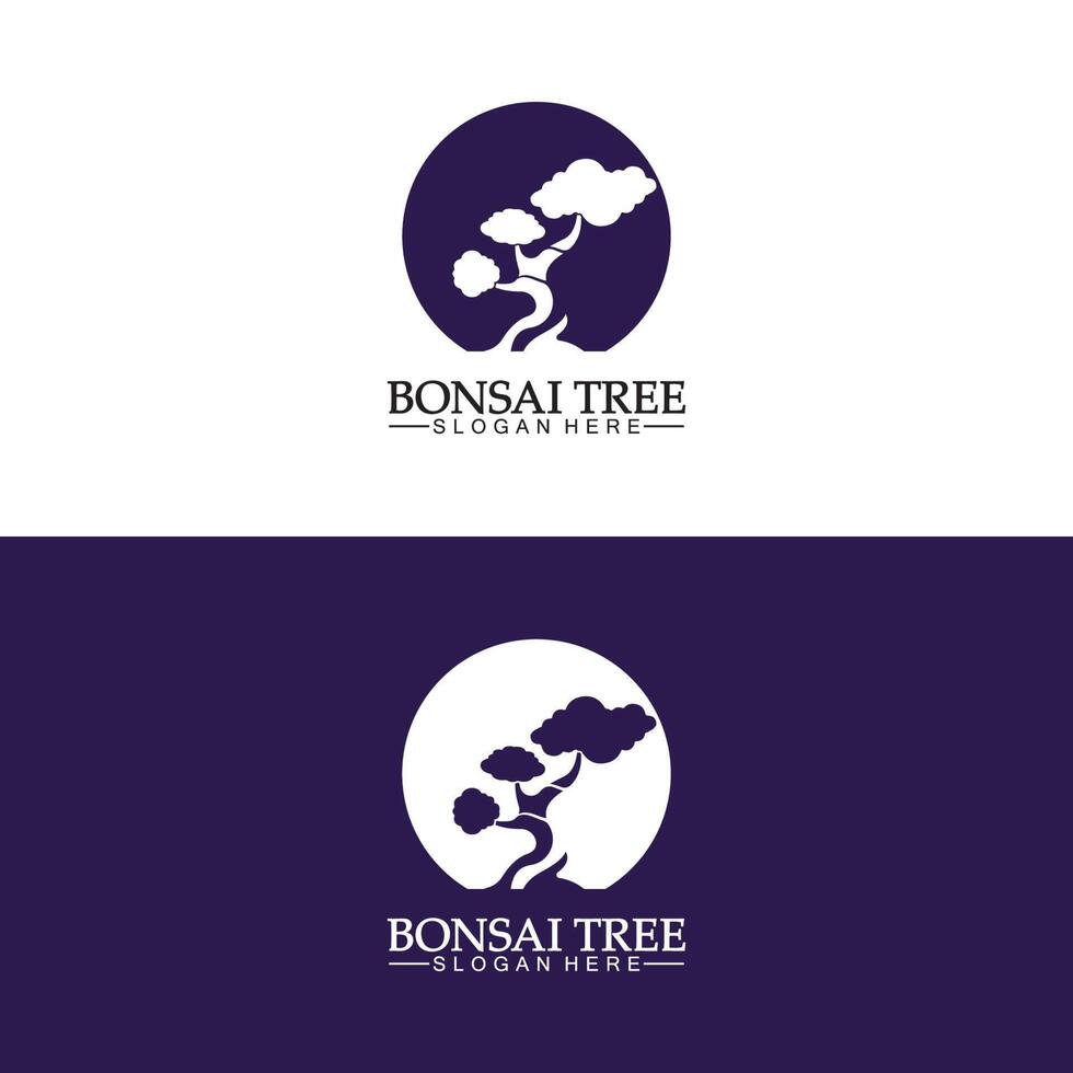 Bonsai logo design silhouette icon vector