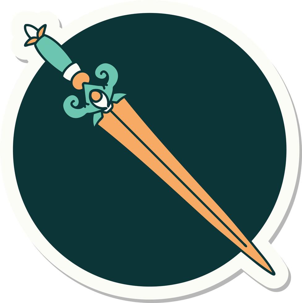 sticker of tattoo in traditional style of a dagger vector