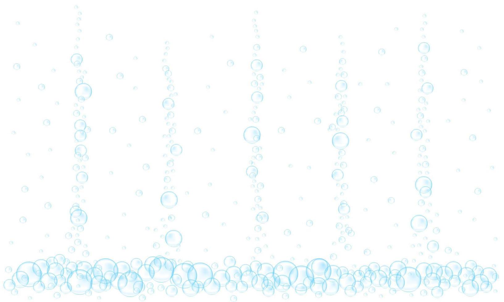 Blue water air bubbles background. Fizzy carbonated drink texture. Sea or aquarium underwater stream vector