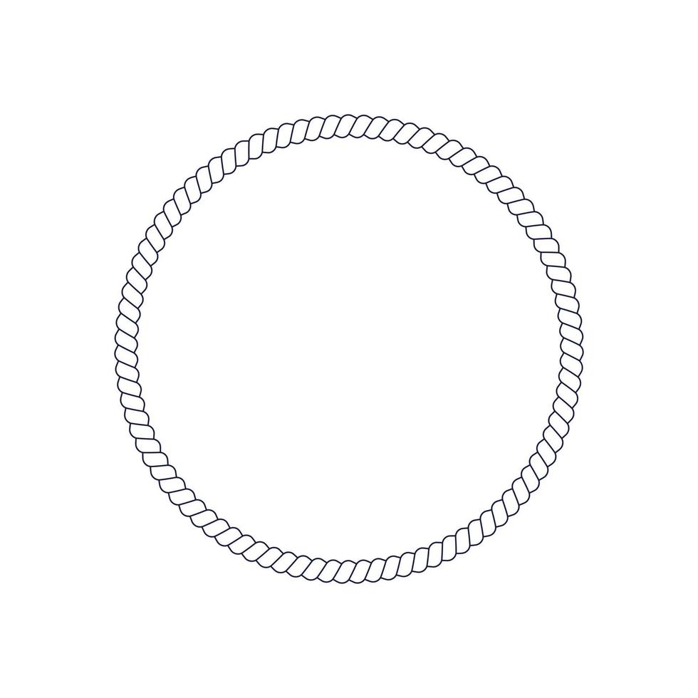 Circle rope frame for photo or picture in retro yacht style. Nautical design element for print and decoration. Maritime theme vector