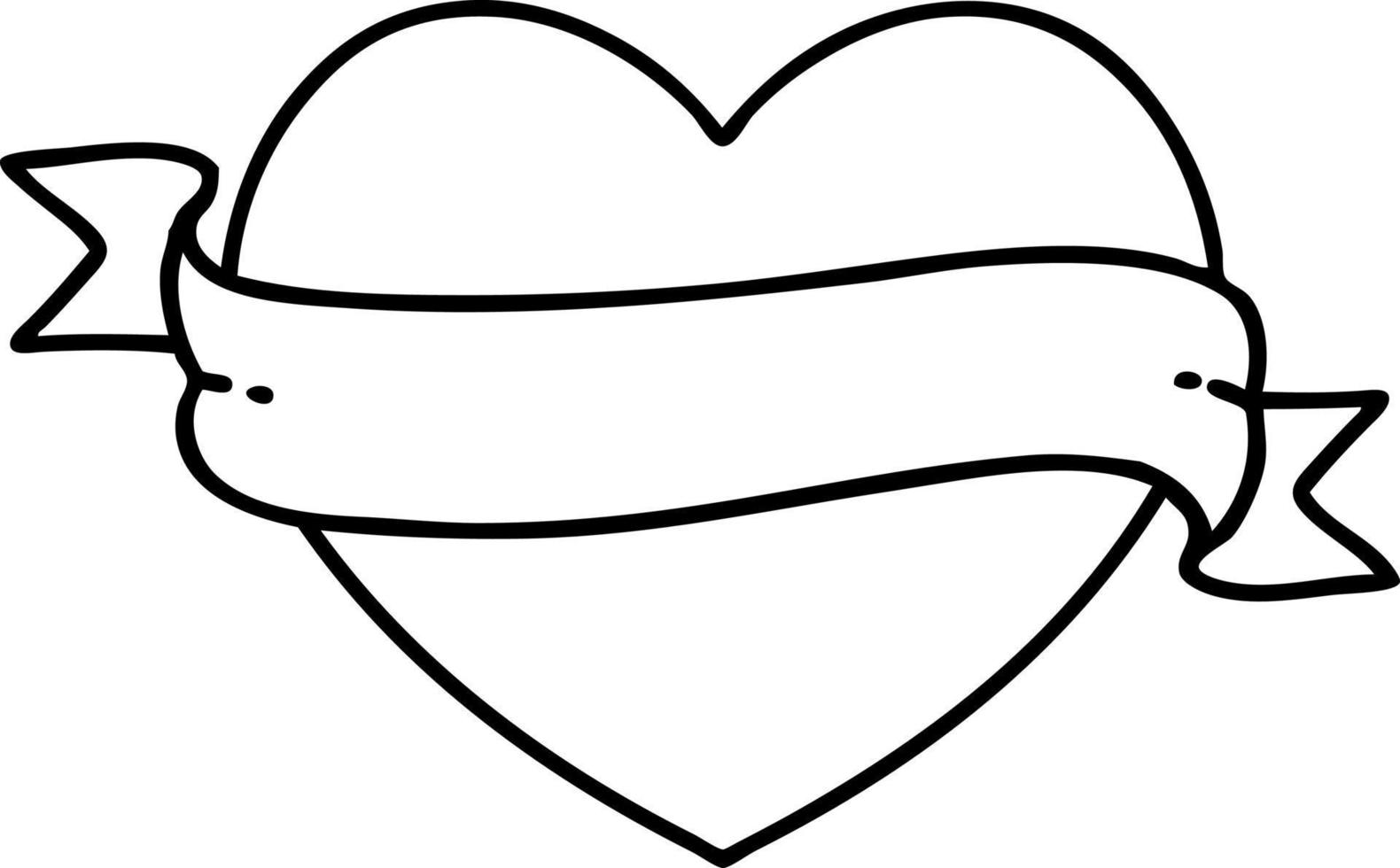 tattoo in black line style of a heart and banner vector