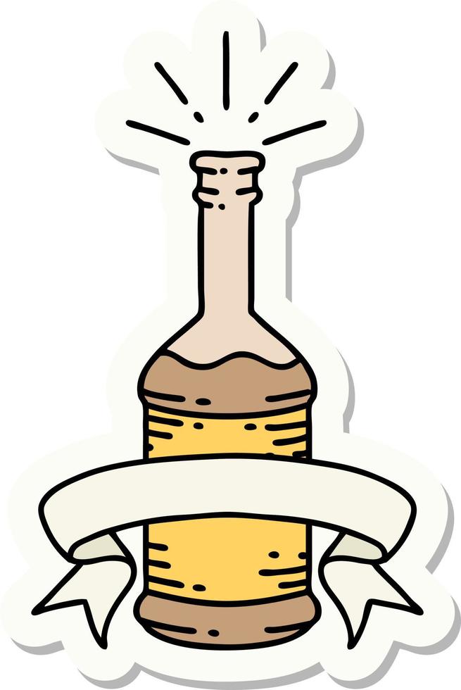 sticker of a tattoo style beer bottle vector