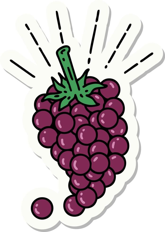 pegatina de un racimo de uvas estilo tatuaje vector