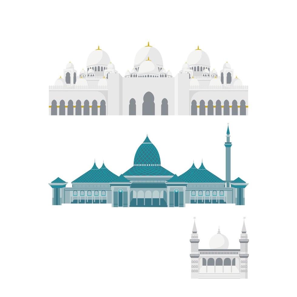 un conjunto de ilustración de vector de mezquita