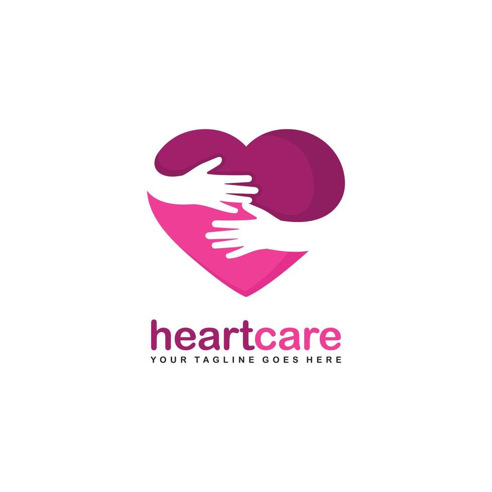 Heart care logo. Health care logo design vector