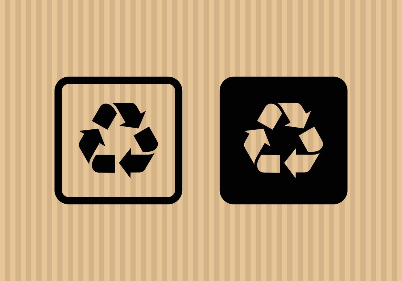 Recycled simple flat icon vector illustration with cardboard texture background