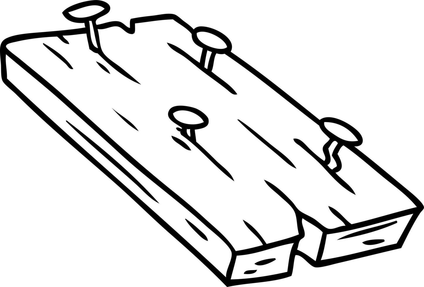 line drawing doodle of nails in a board vector