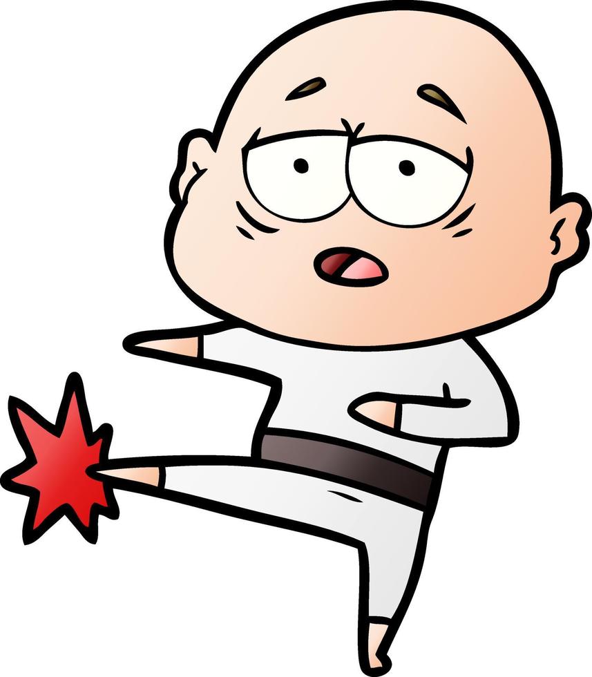 cartoon tired bald man vector