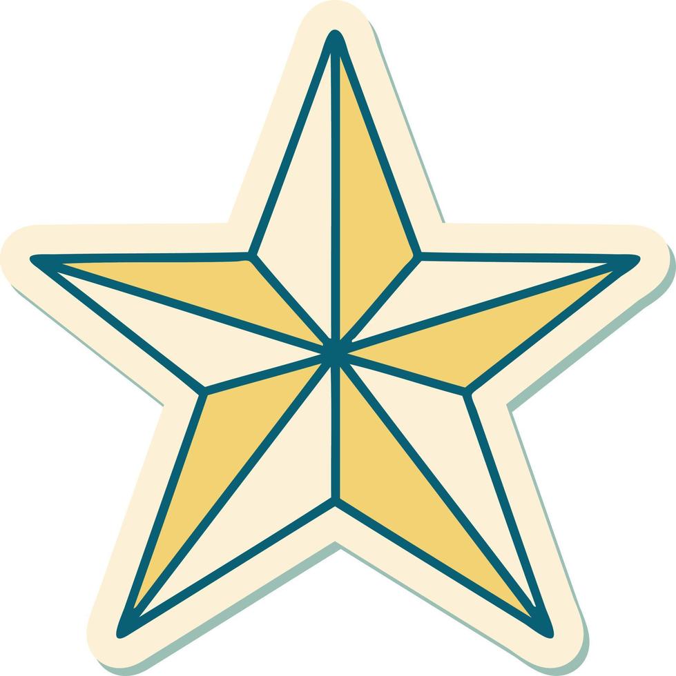 sticker of tattoo in traditional style of a star vector