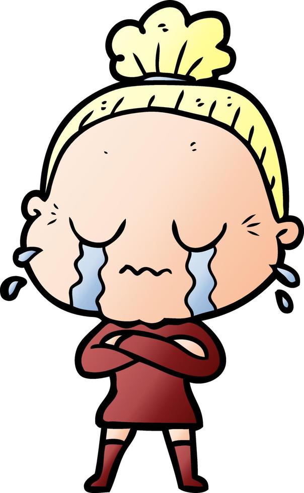 cartoon crying old lady vector