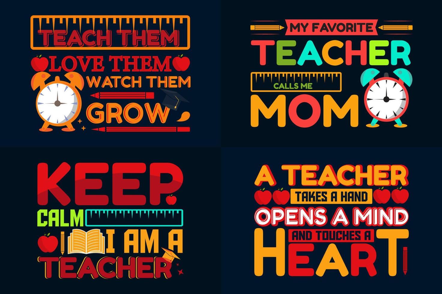 Teachers' Day T-shirt Design, Typography Quotes T-shirt Bundle vector