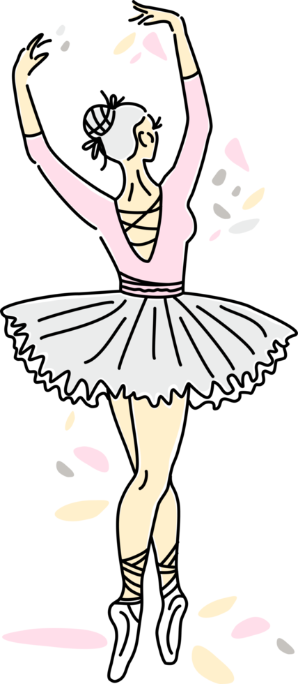 vrouw balletdanser van continue lijntekening in roze kleur. danstrend logo. eenlijnige stijl. png