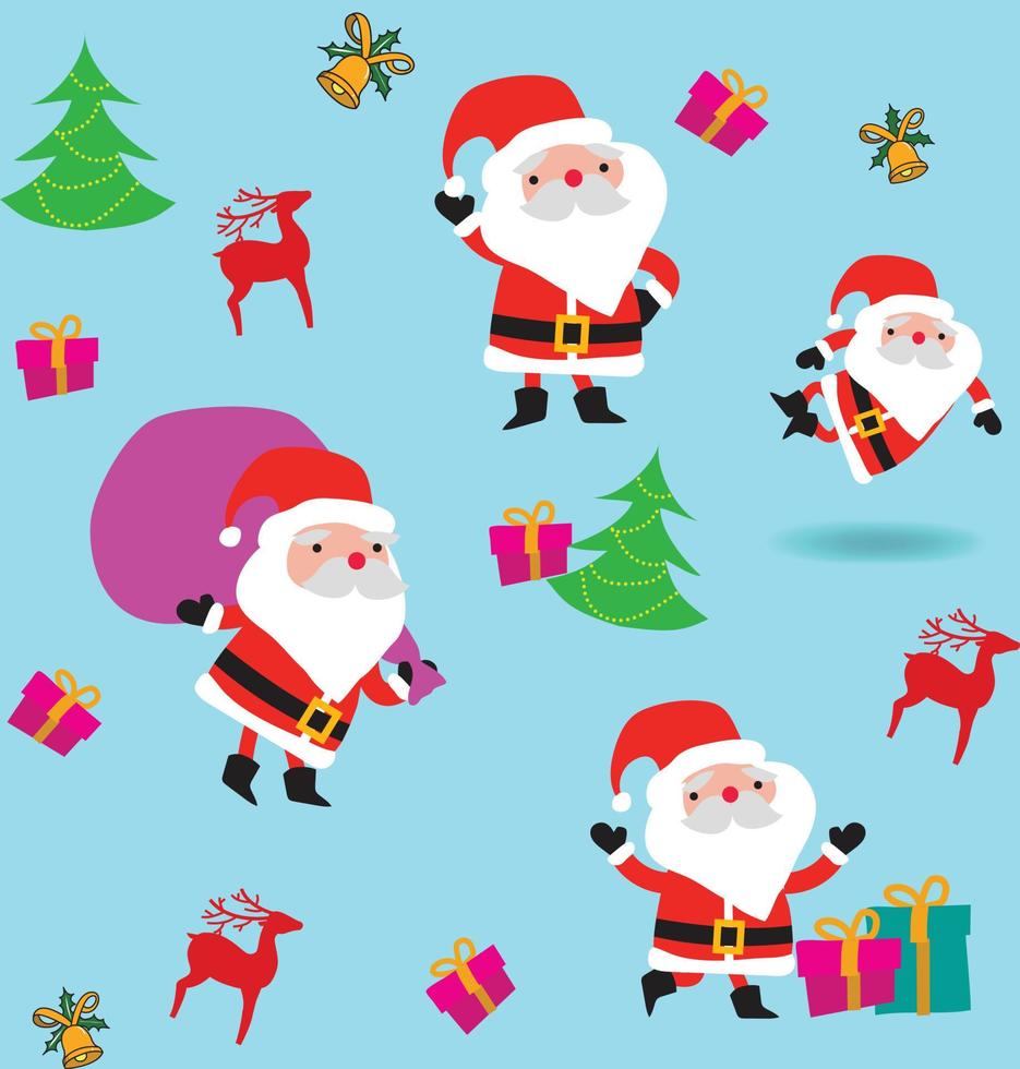 Seamless vector pattern with Santa . Can be used for wallpaper, pattern fills, web page background, surface textures, gifts. Creative Hand Drawn textures for winter holidays.