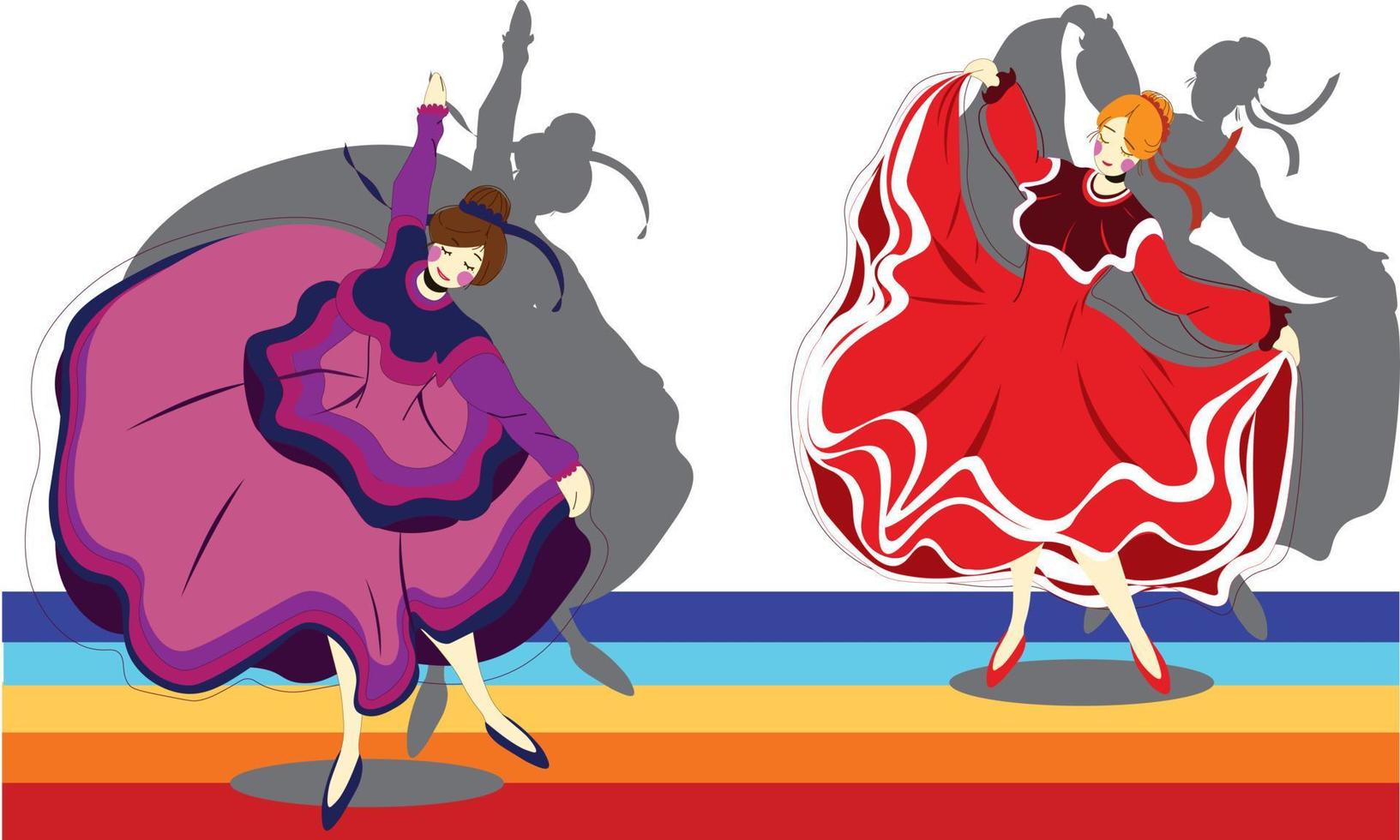 National Hispanic Heritage Month, two women's dance. Suitable for events vector