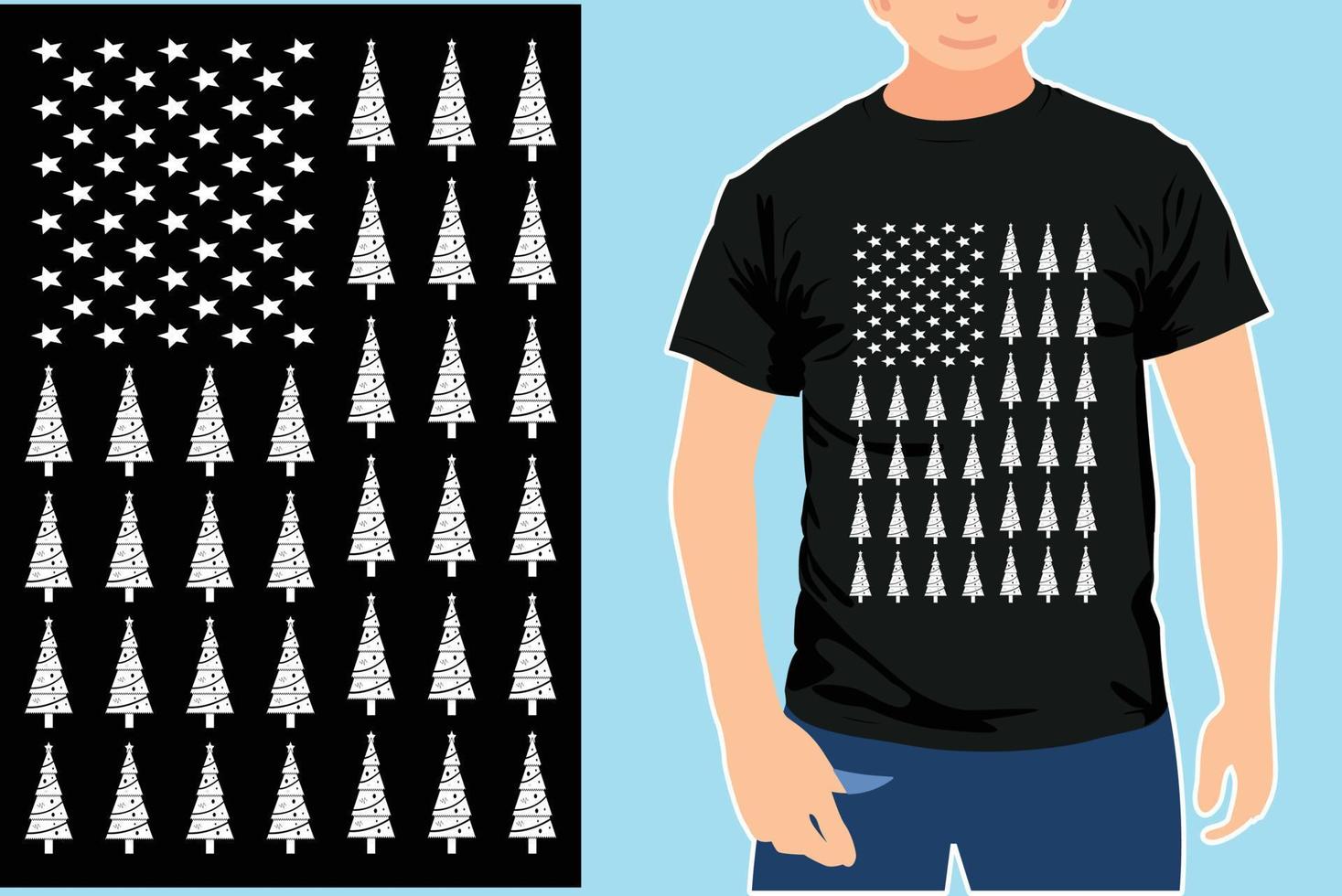 diseño de camiseta de navidad. camiseta de navidad de la bandera de estados unidos. camisa de navidad de la bandera americana. Feliz Navidad vector