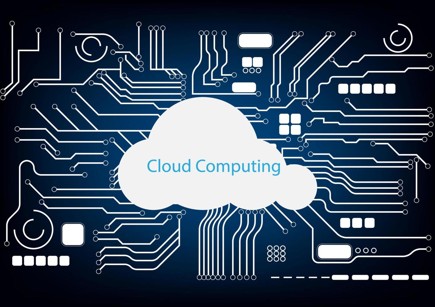 concepto de computación en la nube de tecnología de alta tecnología de diseño gráfico. computadora que accede a las comunicaciones de red en línea desde la nube, ilustración vectorial vector