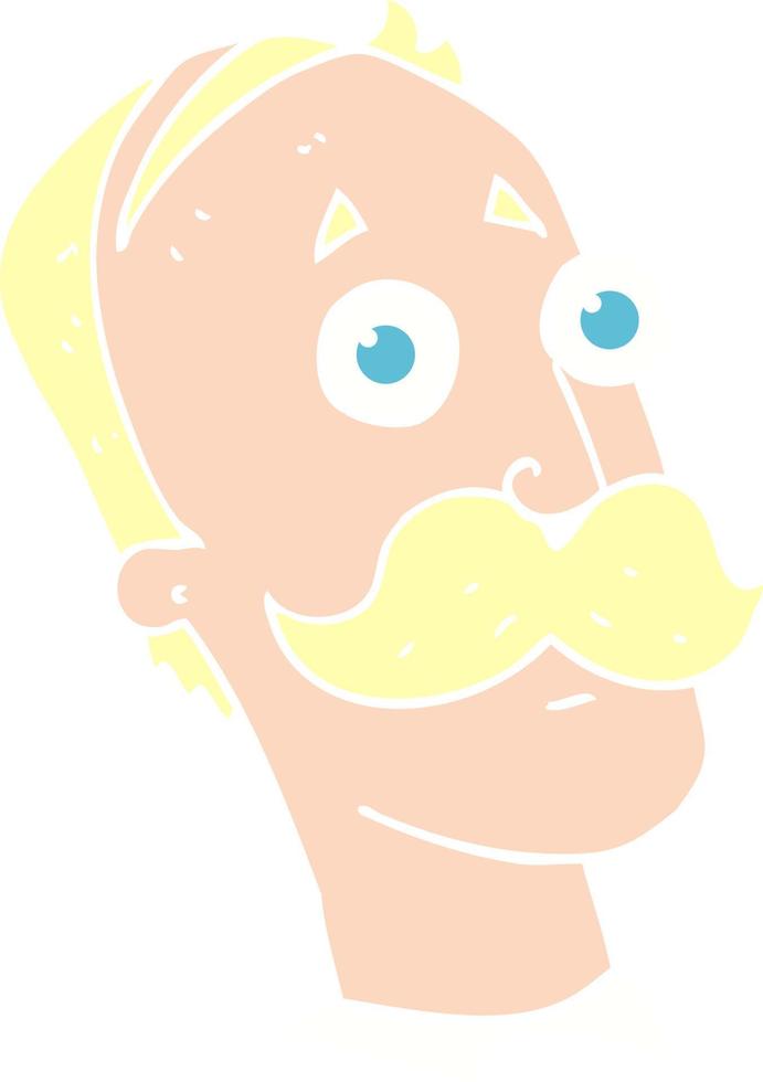 flat color illustration of man with mustache vector