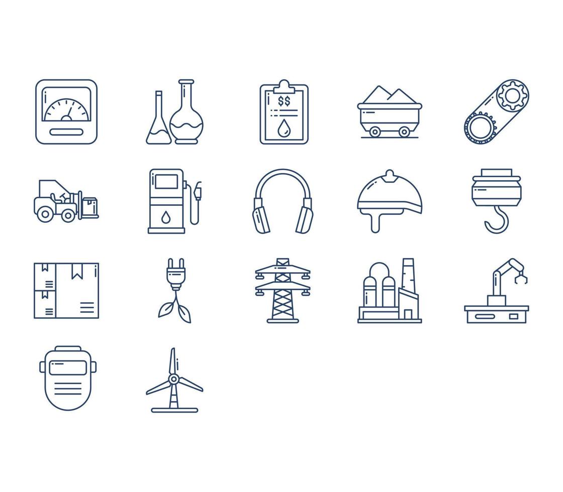 Industry and equipment icon set vector