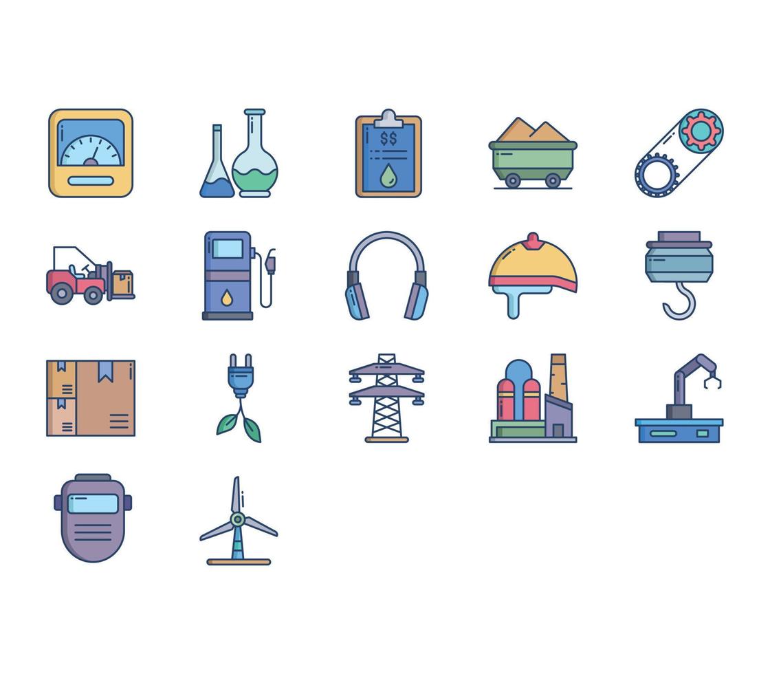 Industry and equipment icon set vector