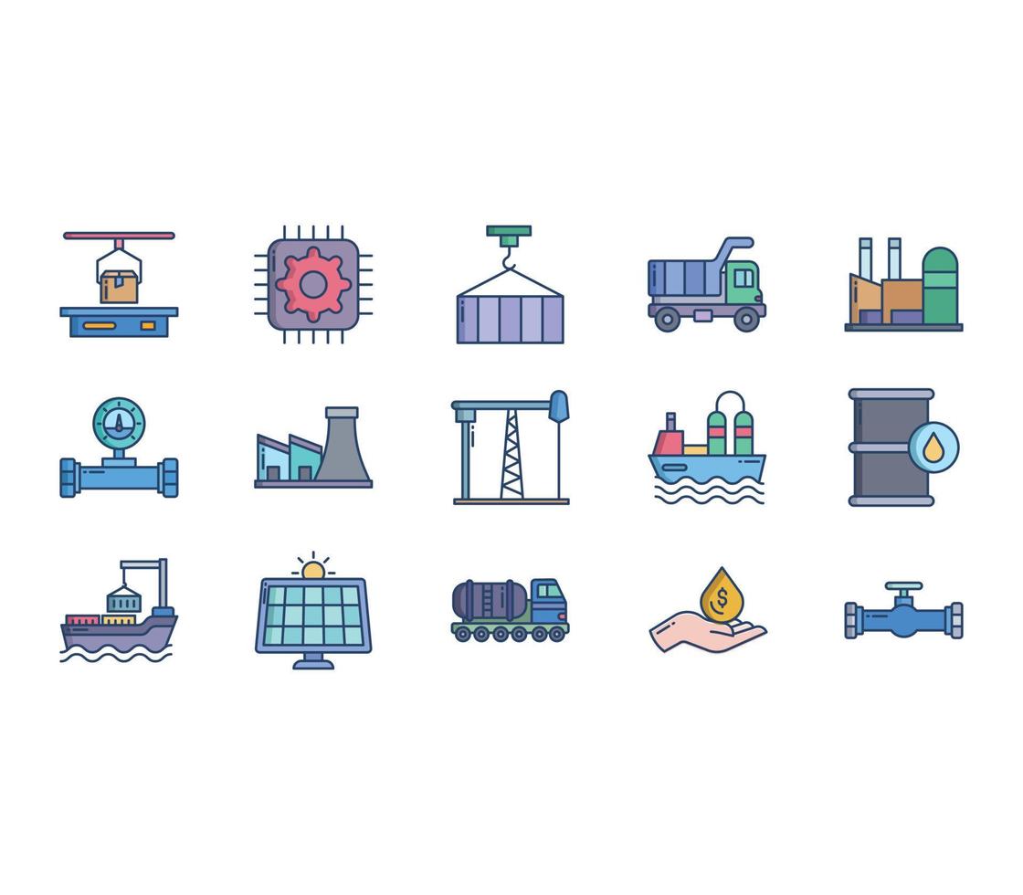 Industry and equipment icon set vector