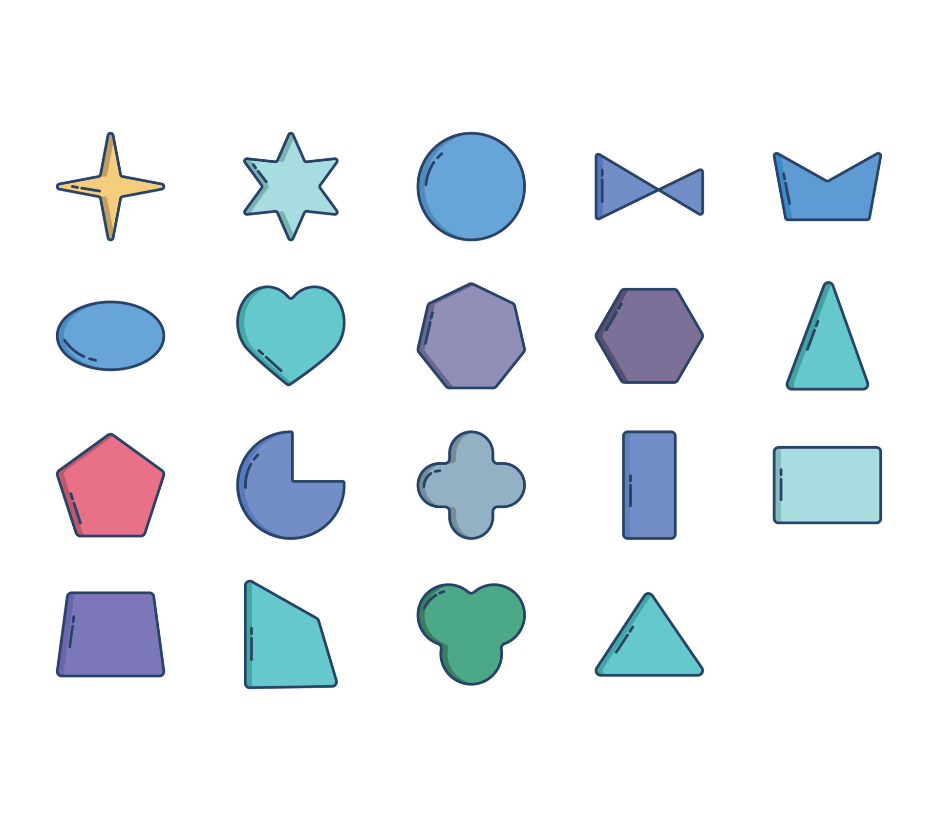 Geometric Shapes and symbol icon set 12068989 Vector Art at Vecteezy