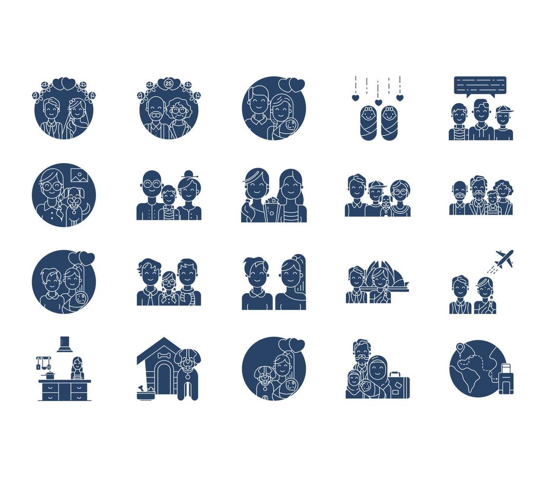 Family and group of people icon set vector