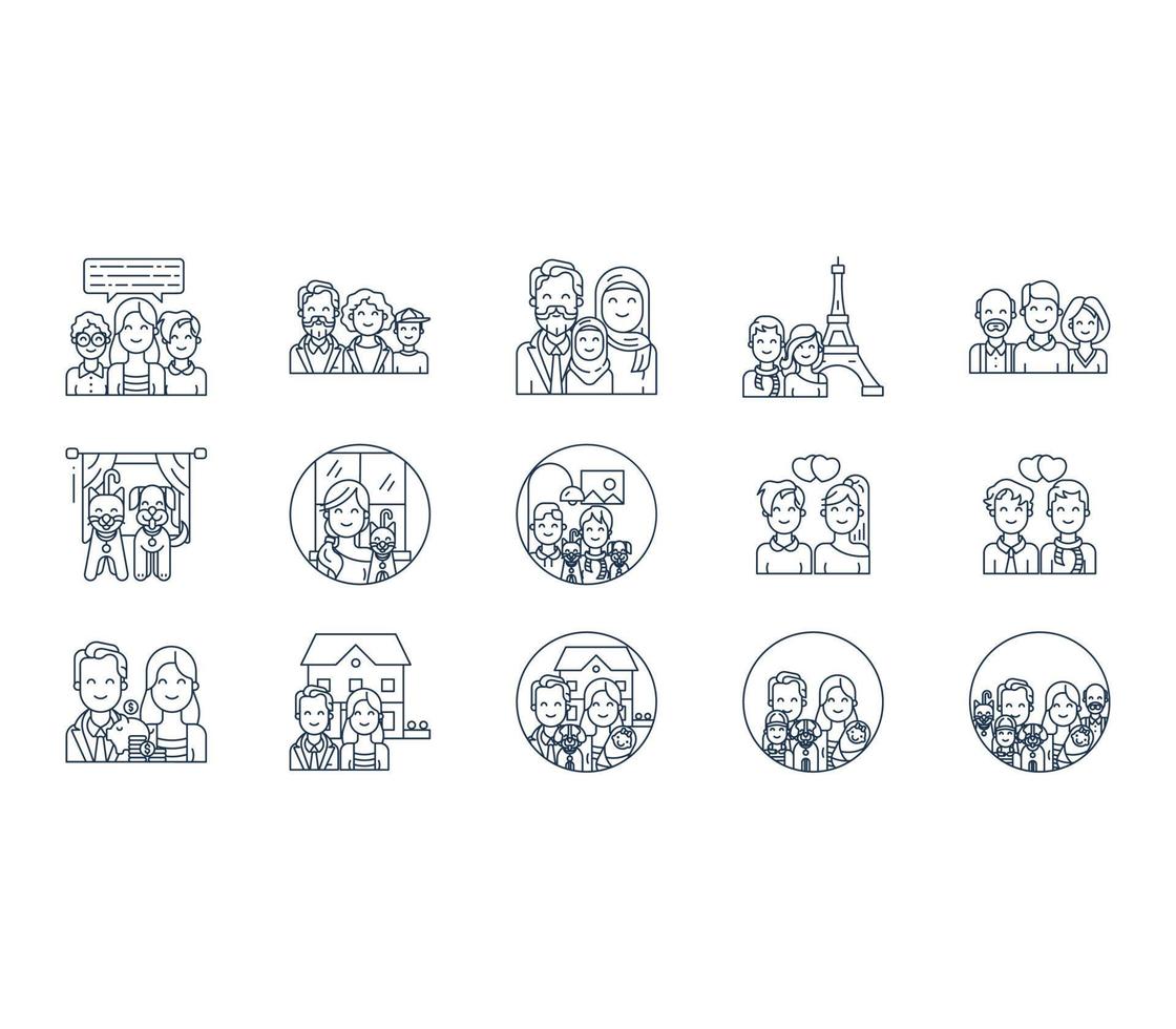 Family and group of people icon set vector