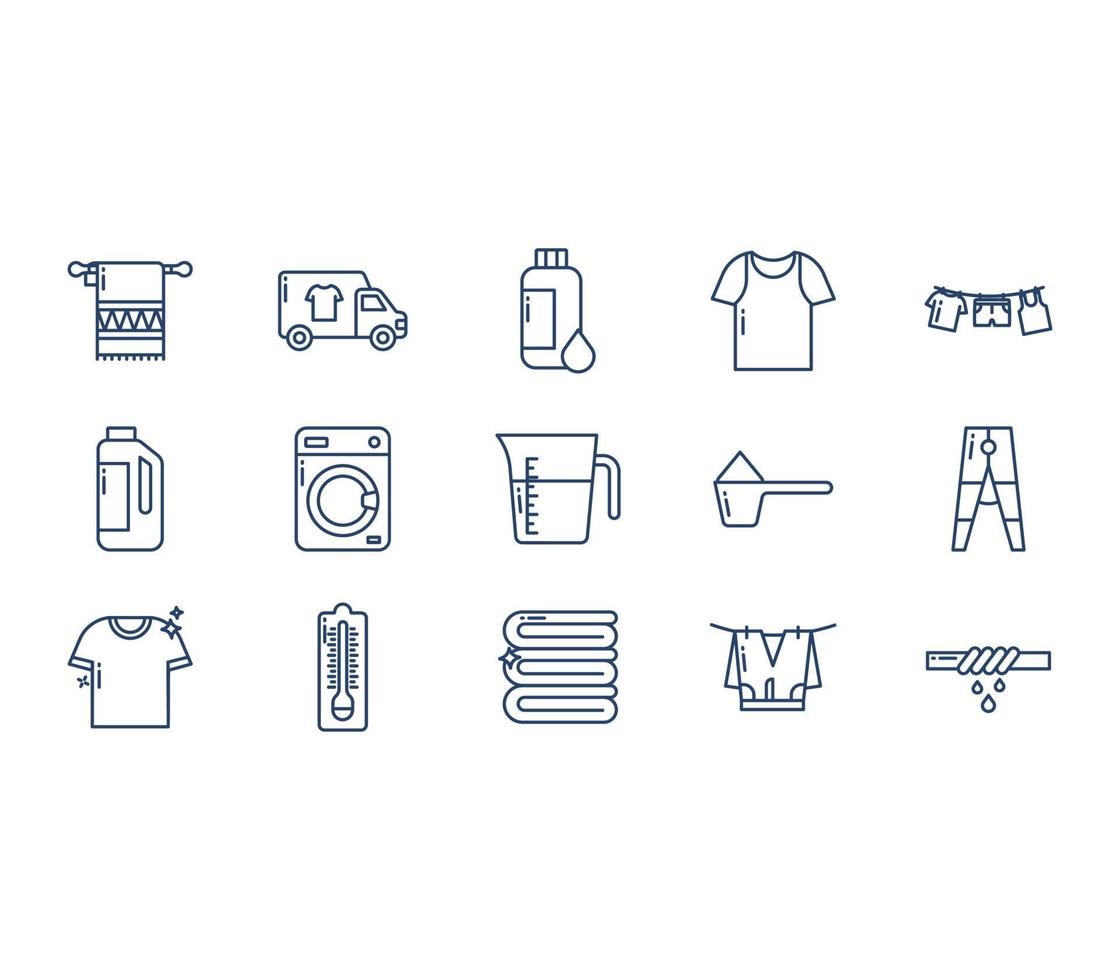 Laundry and clothes washing icon set vector