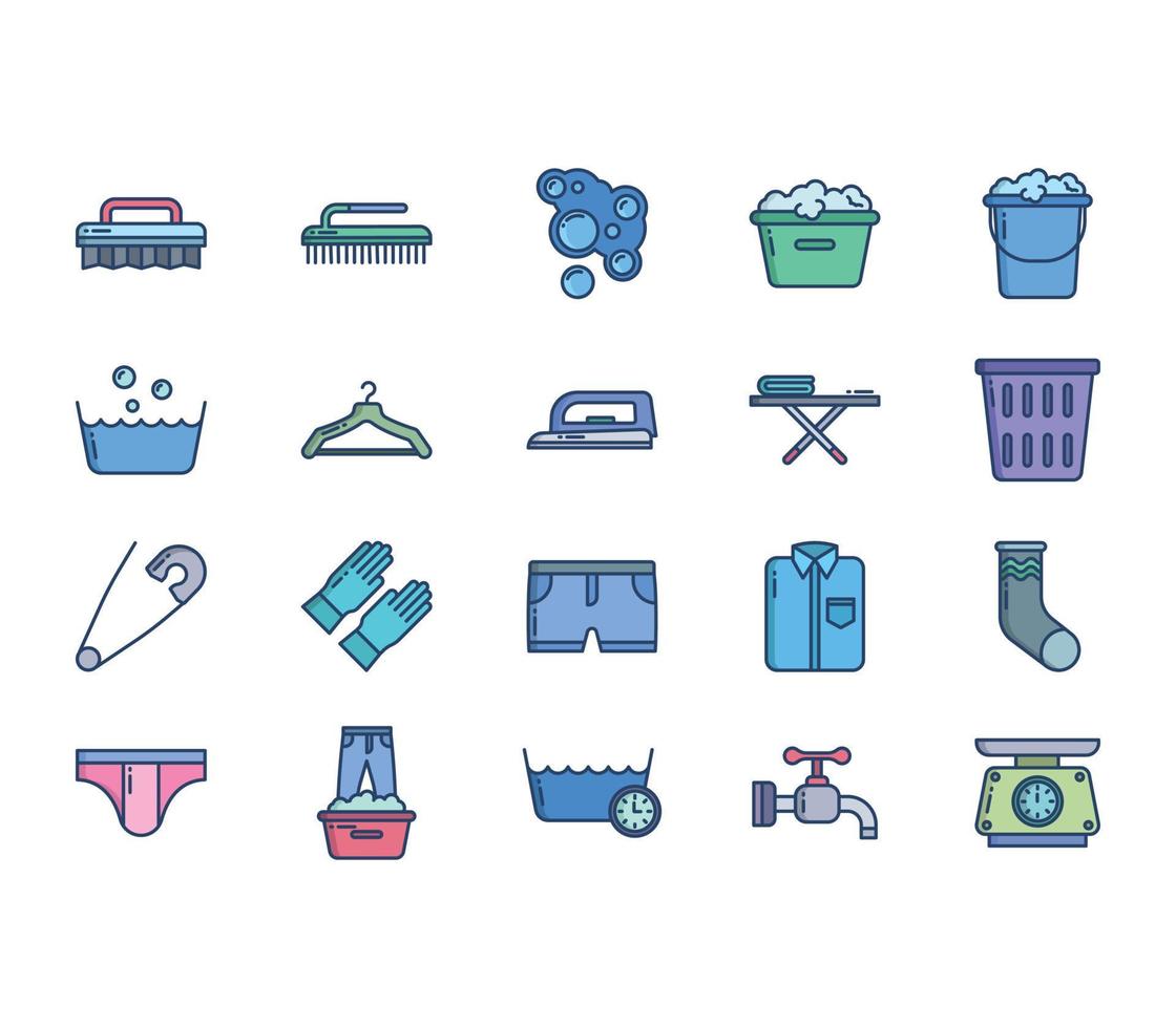 Laundry and clothes washing icon set vector