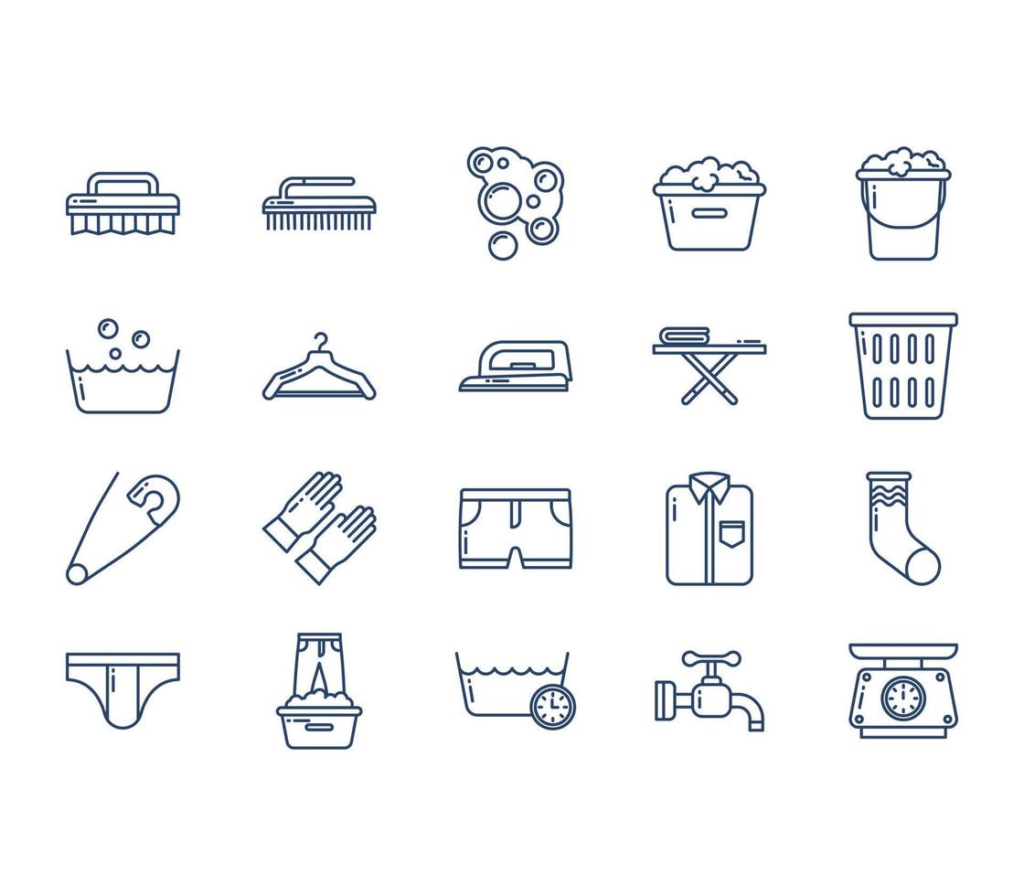 Laundry and clothes washing icon set vector