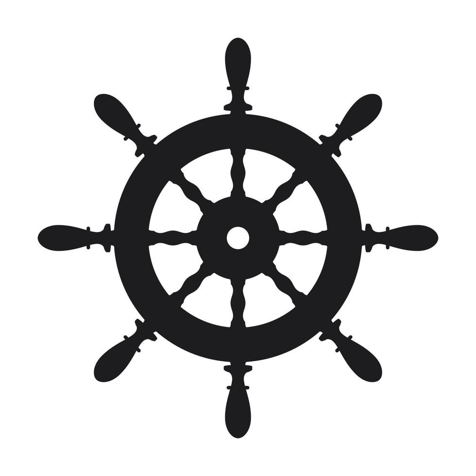 icono de volante de barco sobre fondo blanco vector