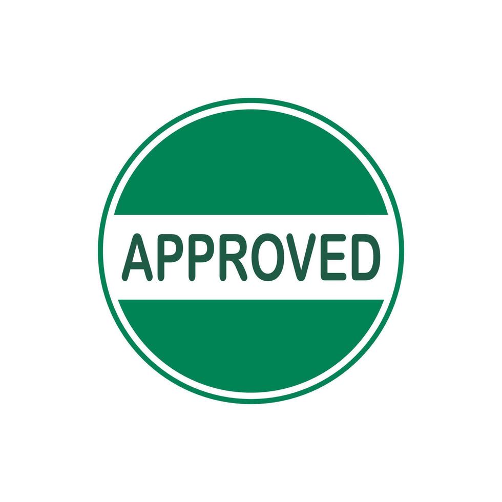 Approved text in green circle. vector