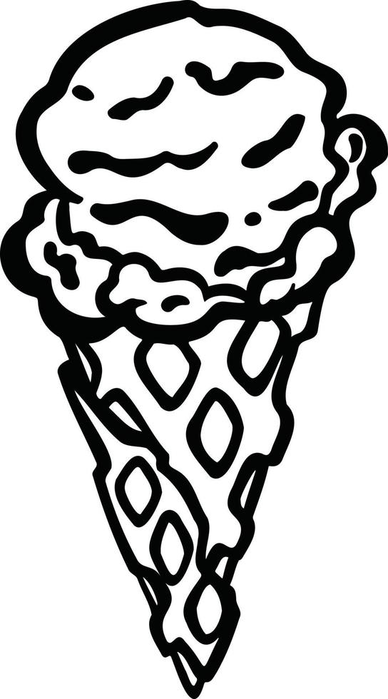 pink strawberry ice cream waffle cone, sorbet,  vector illustration