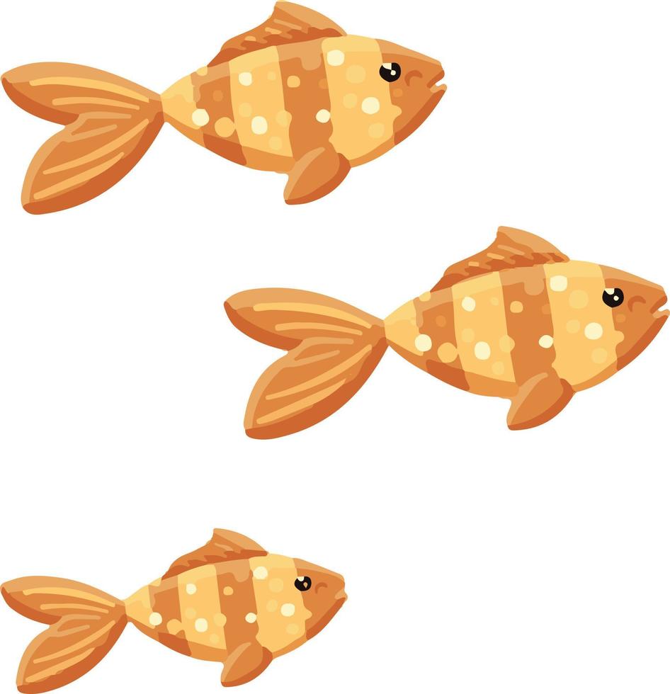 bandada de pequeños peces dorados dibujados vector