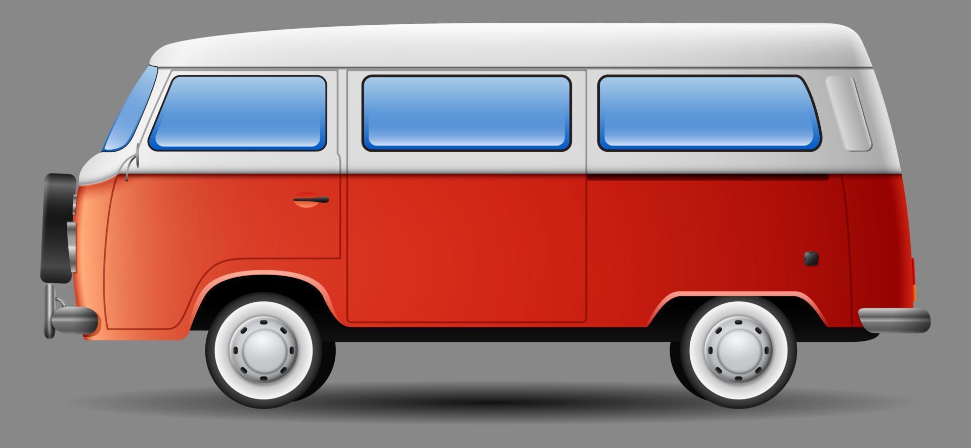 ilustración de la vieja minivan camper clásica vector